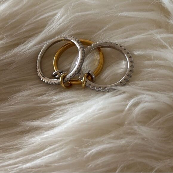 Elegant Gold and Silver Crystal Ring Set - Picture 4 of 4